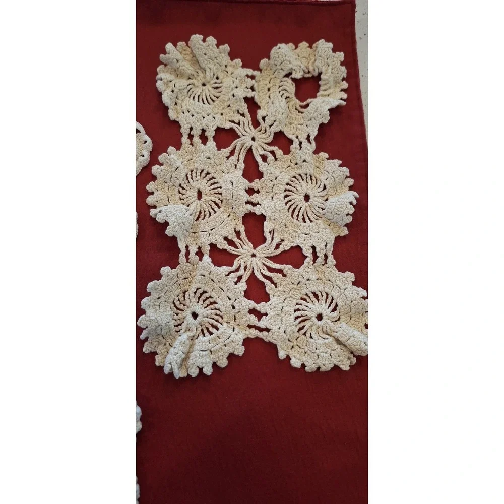 🌼 Vintage Lace Crochet Doilies Lot of 8 Mixed Styles – Six Round Two Rectangle